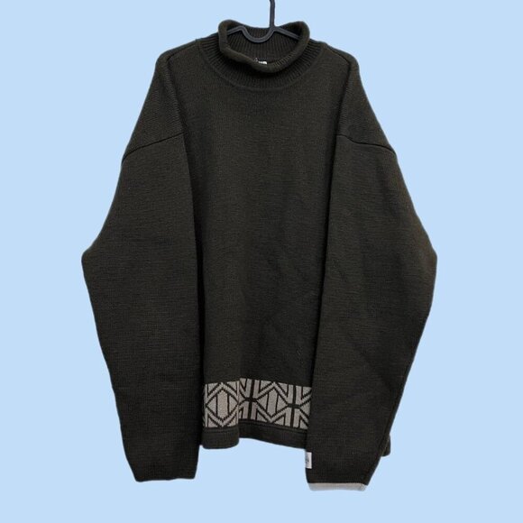 khaki the north face vintage 90s wool roll neck sweater - Picture 1 of 7